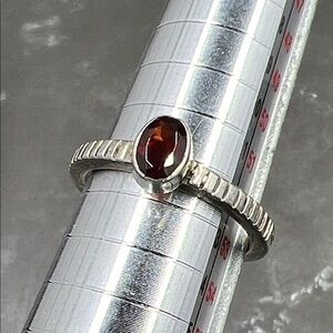 Sterling Silver Garnet Oval Ring